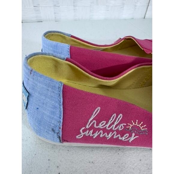 "TOMS" Hello Summer,Alpargata,Paradise Pink,Embroidered ,Flat Shoes, NEW? SZ 8W - Picture 4 of 10